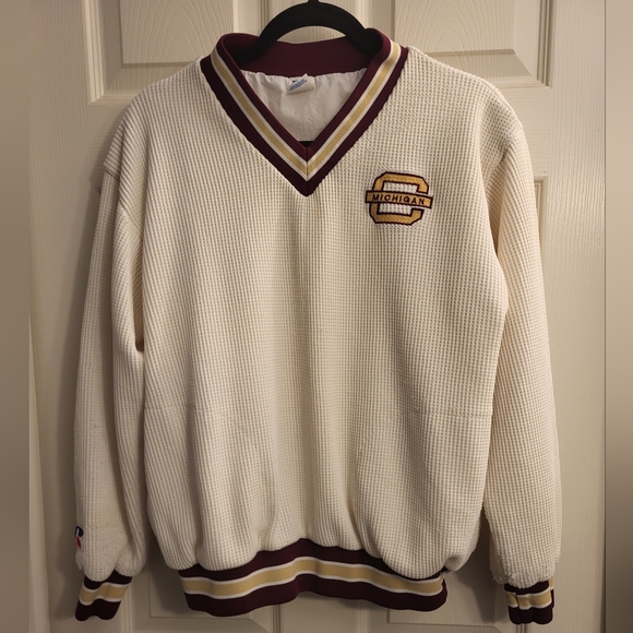 Vintage CMU Russell Athketic pullover lined thermo sweater. Size large - Picture 1 of 8